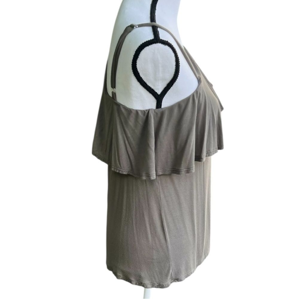 Cold-Shoulder Ruffle Top - Olive - Picture 3 of 8